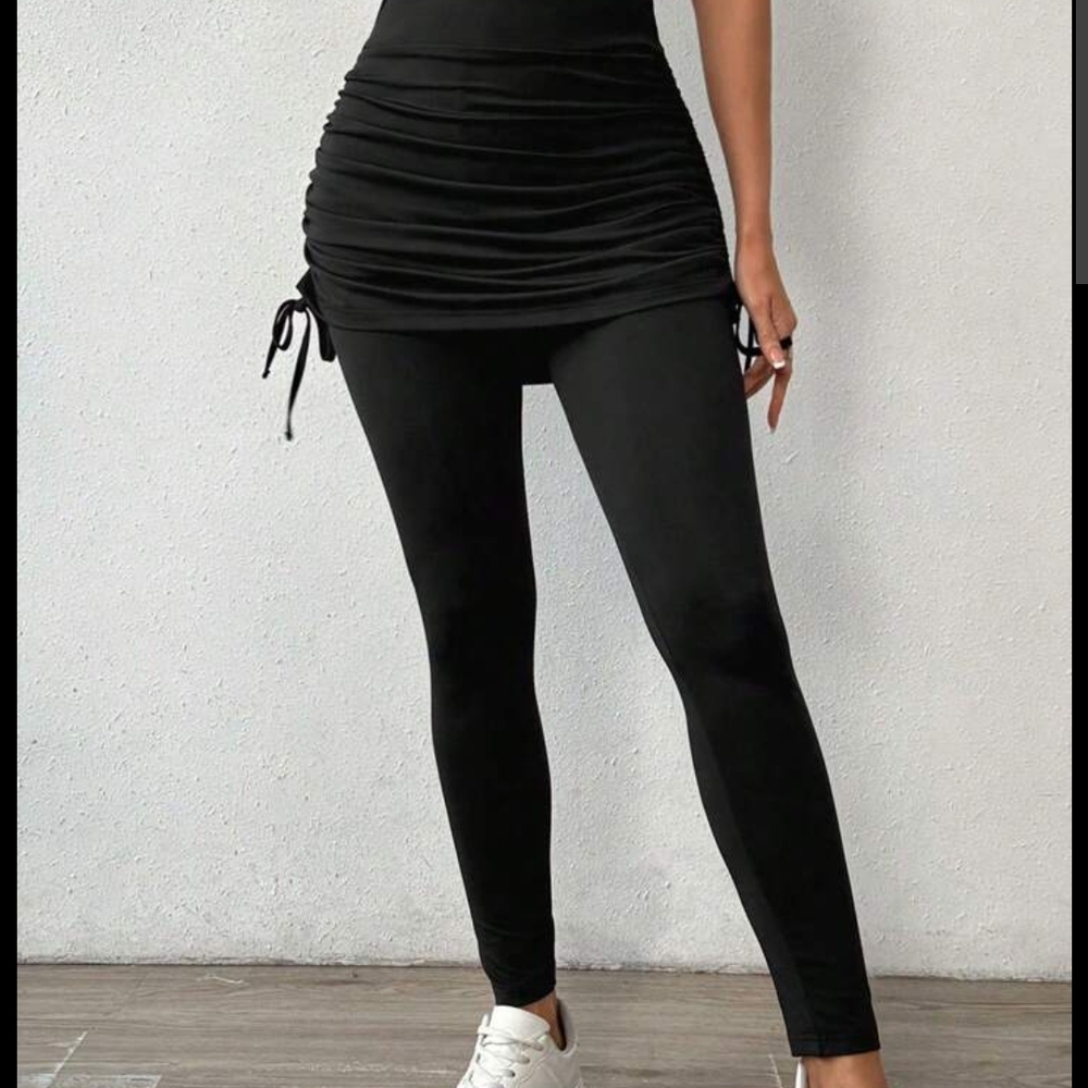 Black Leggings With Skirt Attached